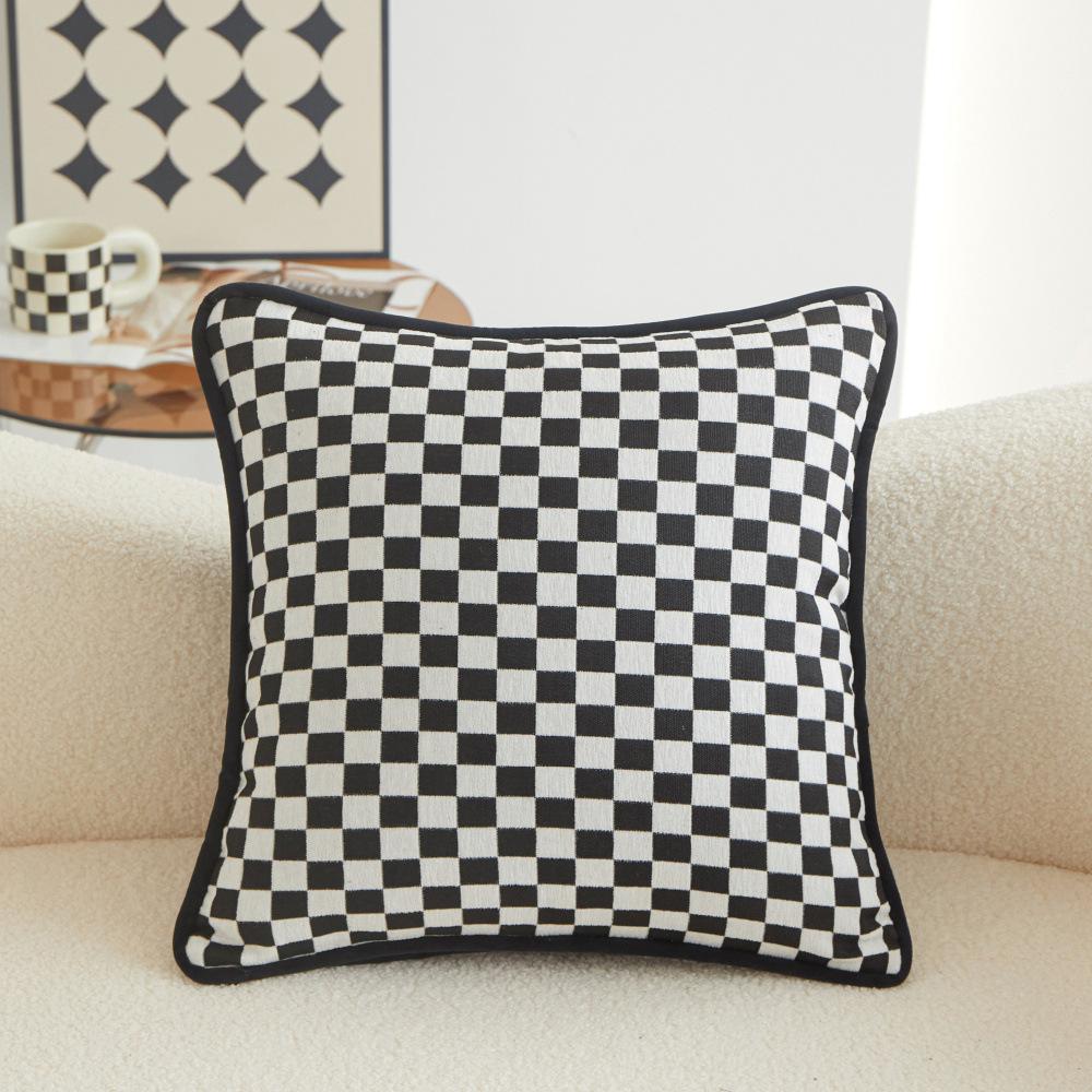 45X45Cm New Luxury Chenille Cushion Cover Nordic Black White Modern Abstract Geometry Patterns Sofa Office Pillowcase Home Decor