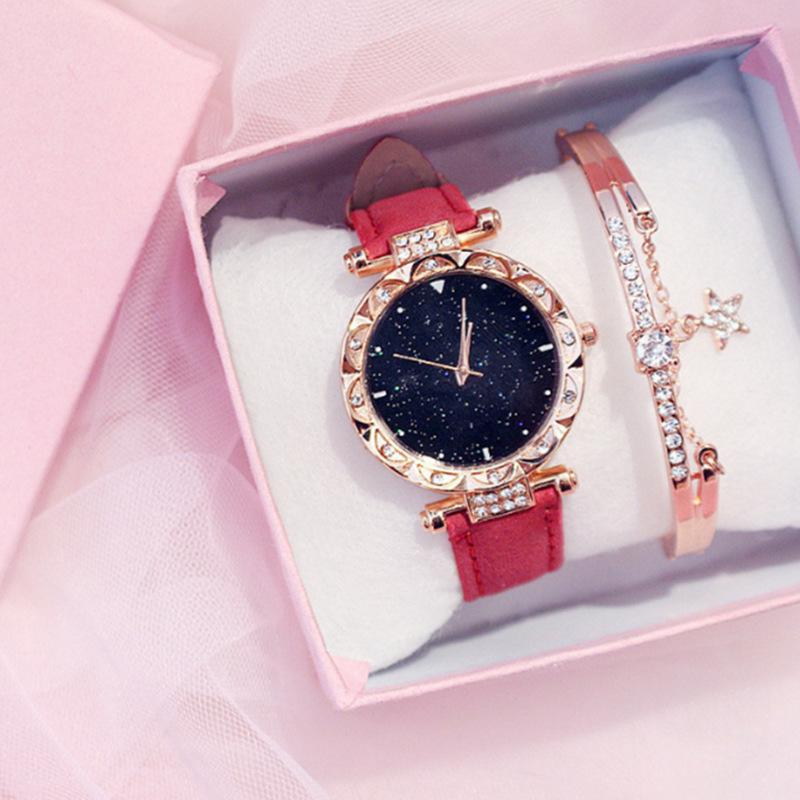 Elegant Roman Numeral Rhinestone Ladies Square Watch & Gift Set