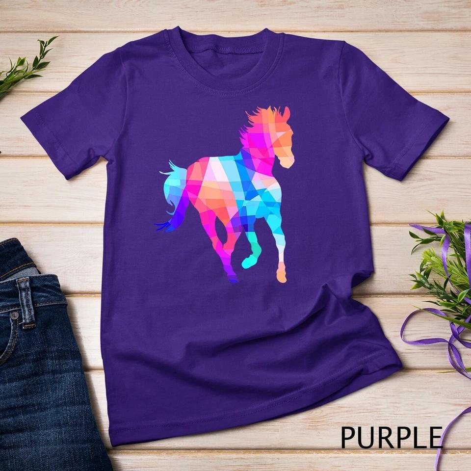 Womens Horse Geometric Colorful T-Shirt Unisex T-shirt 9 2XL