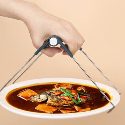 Pince anti-brûlure Pince à plat Pince pour cuiseur vapeur Résistante à la chaleur Outil de cuisine Support pour assiette Pince à poêle antidérapante