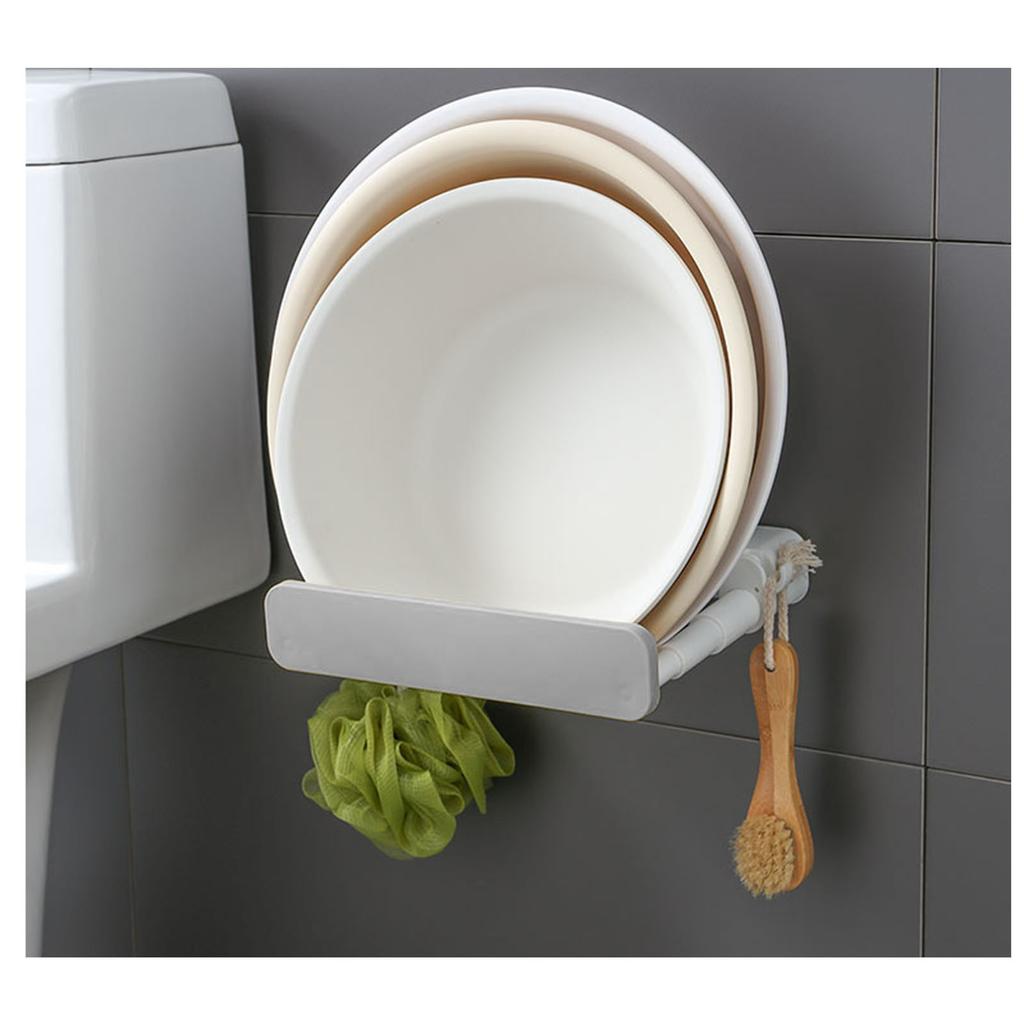 Retractable Wall Mounted Basin Rack for Bathroom Kitchen Storage Adhesive Patch No Punching Wall