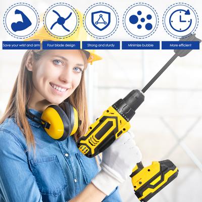 6-Piece Mixer Paddle Mixer Blade Rotary Tool Accessory 4 Blades 1/4 Inch Hex Handle Suitable for Epoxy Resin Latex Paint Mixing