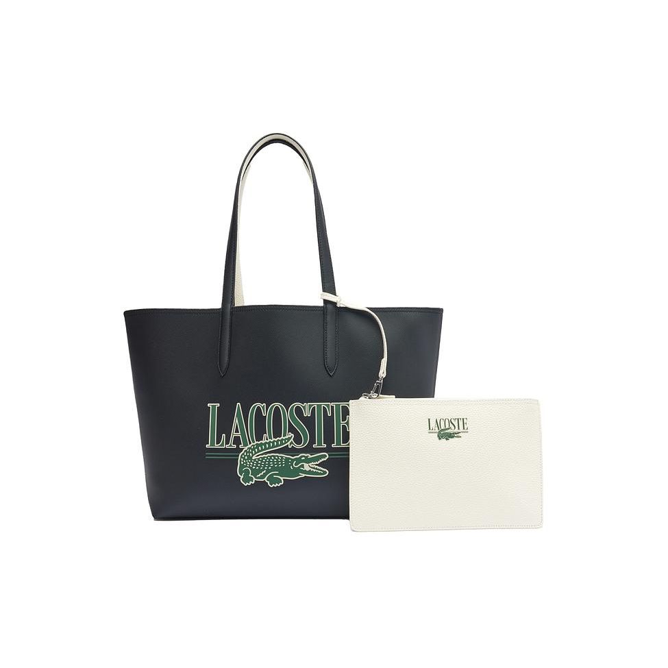 Lacoste Fashion Reversible Pvc Tote Bag Women Tote Bags Black White NF4541ASN33
