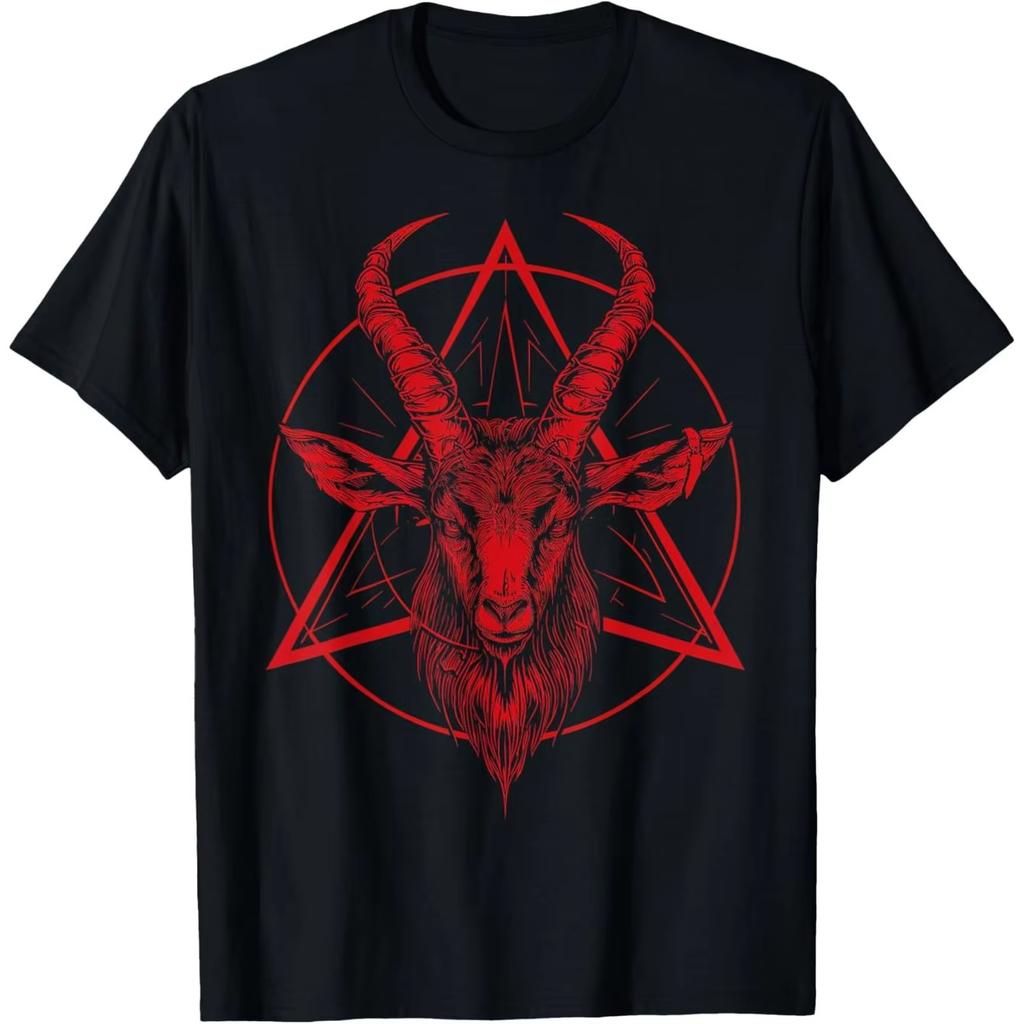 Summer Unisexs Black Goat Head Printed Round Neck Tshirt Made Of 100 Pure Cotton Soft And Breathable Casual Short Sleeved Shirt