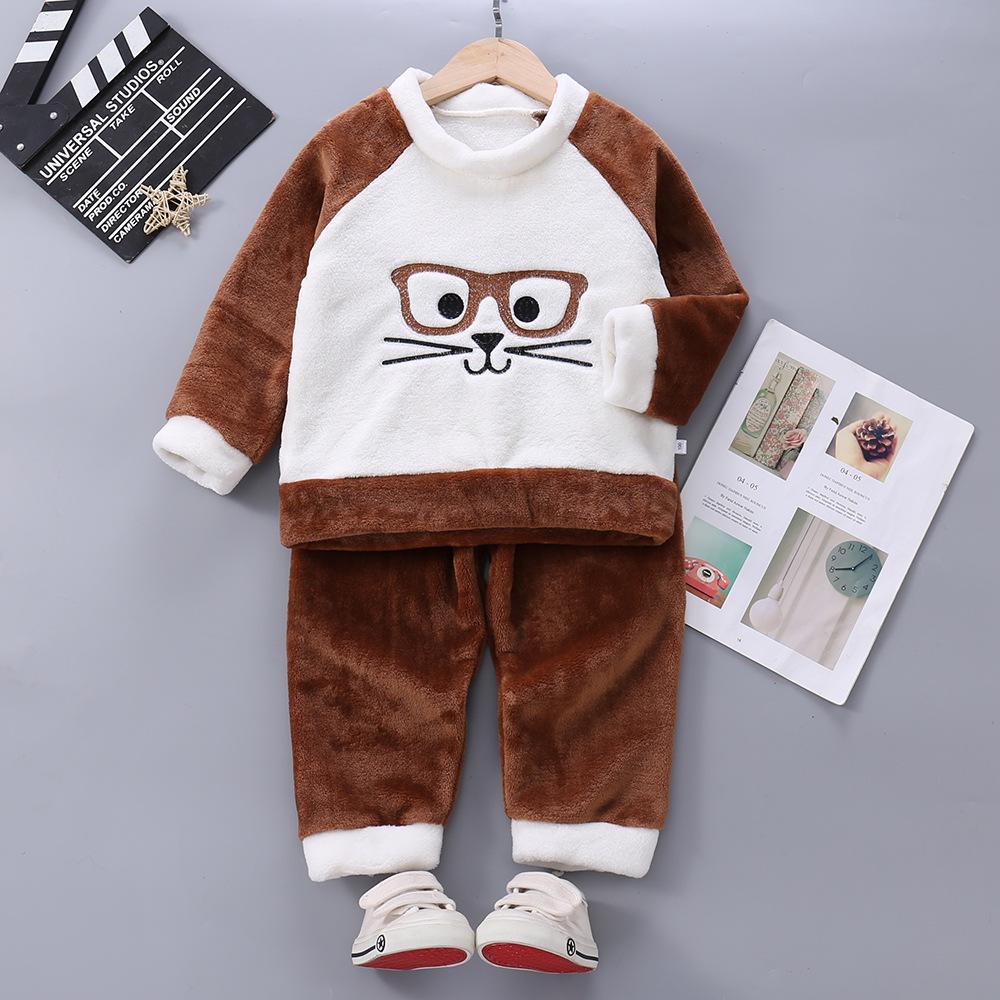 2023 Herbst/Winter Fleecefutter Kinder Cartoon Flanell Pyjama Set