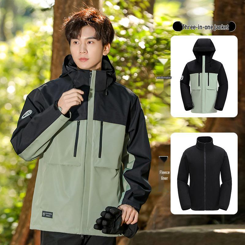 

New Winter Color Block Couples 3-in-1 Windbreaker Extra Large світло-зелений колір