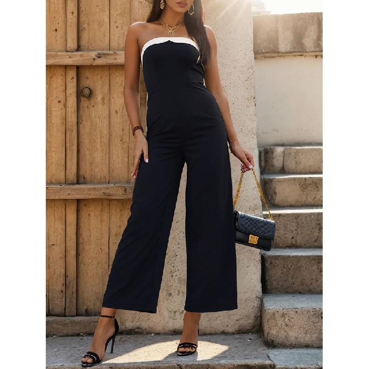 New Fashionable And Elegant Casual High Waisted Printed Wide Leg Jumpsuit For Women'S Summer Formal Attire
