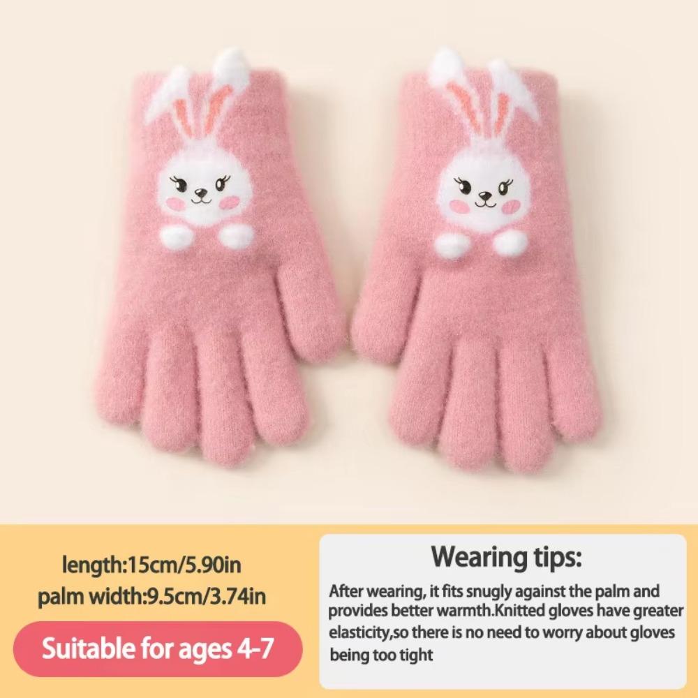 Thickened Rabbit Knitted Mittens Windproof Child Cold-Proof Gloves Winter Warm Gloves  Child