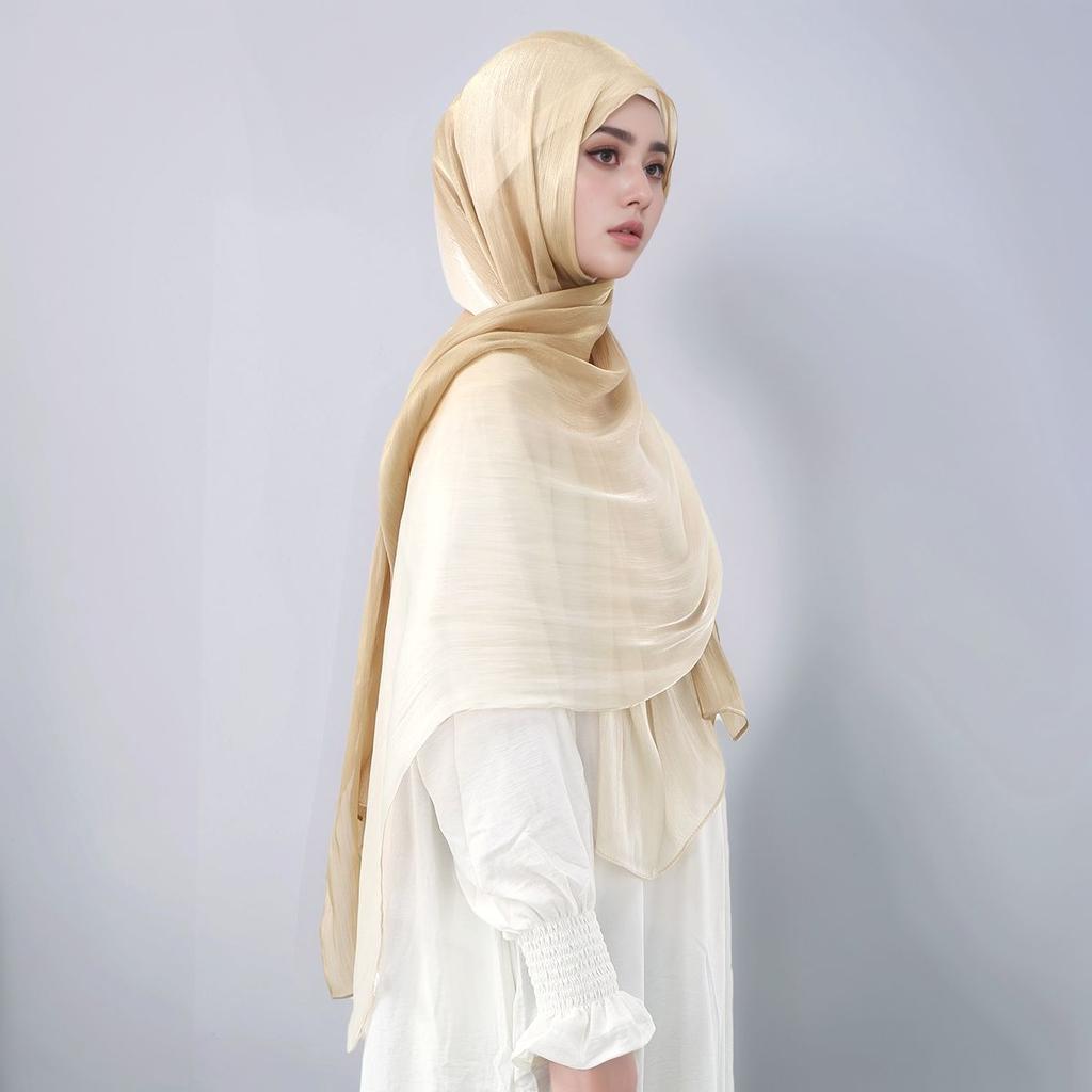 Gradient Twinkle Silk Hijab Scarf Muslim Women Hijab Plain Head Wraps Headscarf Shimmer Islam Turban Ramadan Head Cover 180*70Cm