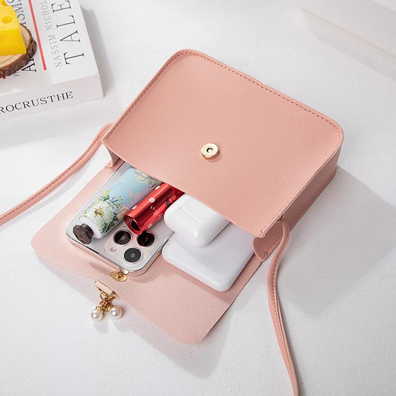 Kontrast Damen Schultertasche Schlichte Perlenanhänger Luxus Designer Handtasche