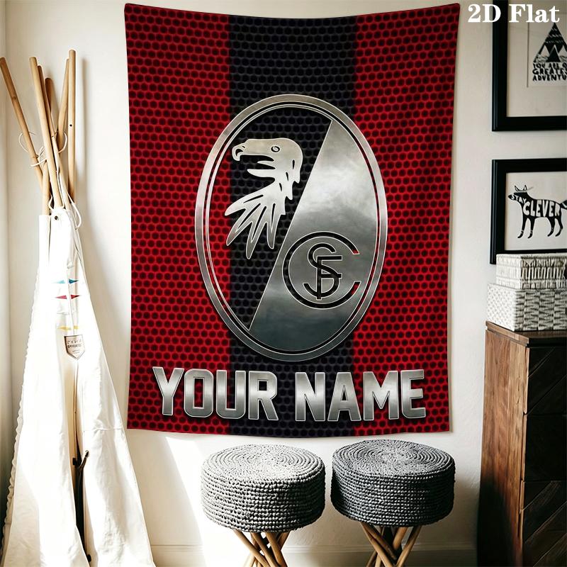 Custom Name SC Freiburg Wall Tapestry Aesthetic Wall Hanging Printed Fabric Blanket Decorative Tapestries for Bedroom Living Room Home Decor