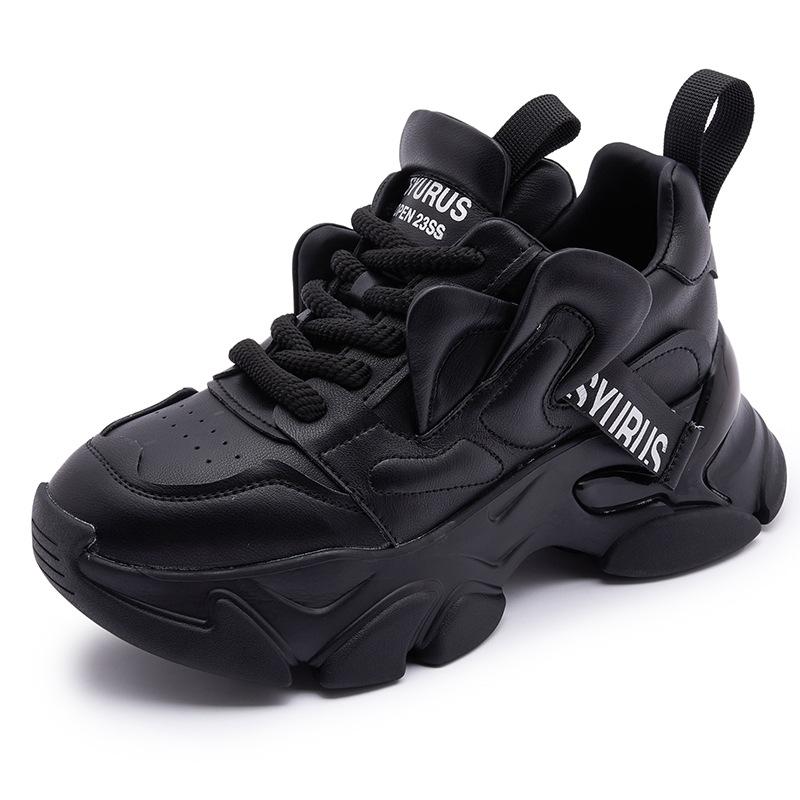 Daddy shoes women's casual leather small platform sneakers new versatile ins running shoes women