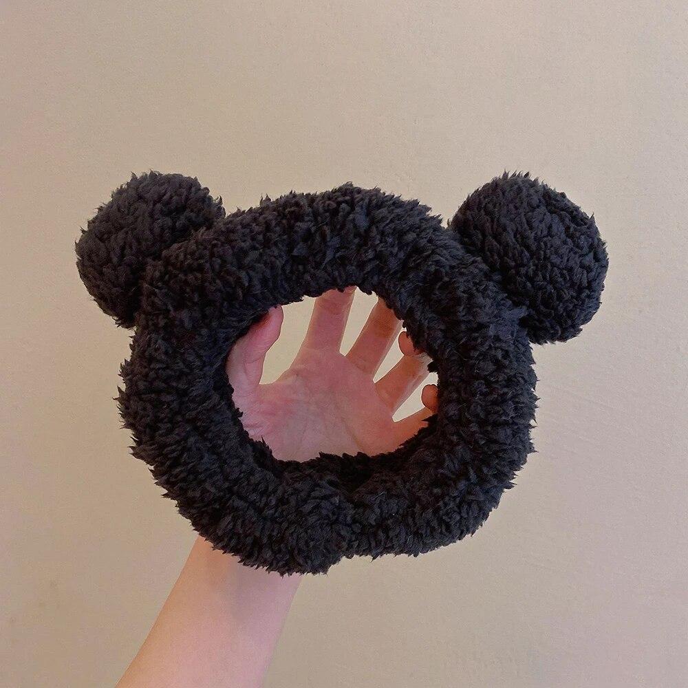 

Cute Bear Hair Band Women s Face Wash Facial Mask Makeup Headwear Plush Hair Band Anti Slip Hair Band Hair Hccessories чёрный