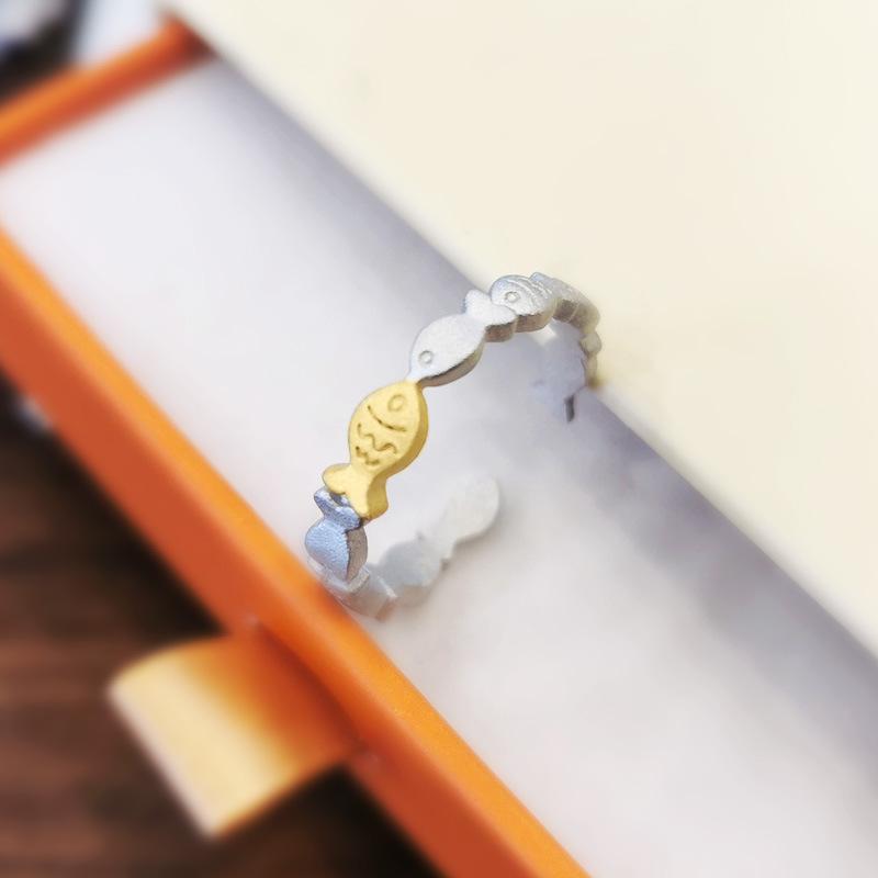 Internet Celebrity Jewelry, Cute Two-Color Fish Women'S Ring, Student Accessories Tail Ring Index Finger Ring