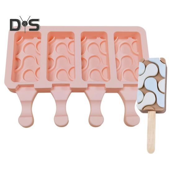Flexible Ice Cube Mold Heat Resistant Anti Deform 4 Grids DIY Ice Lolly Mold Household Supplies