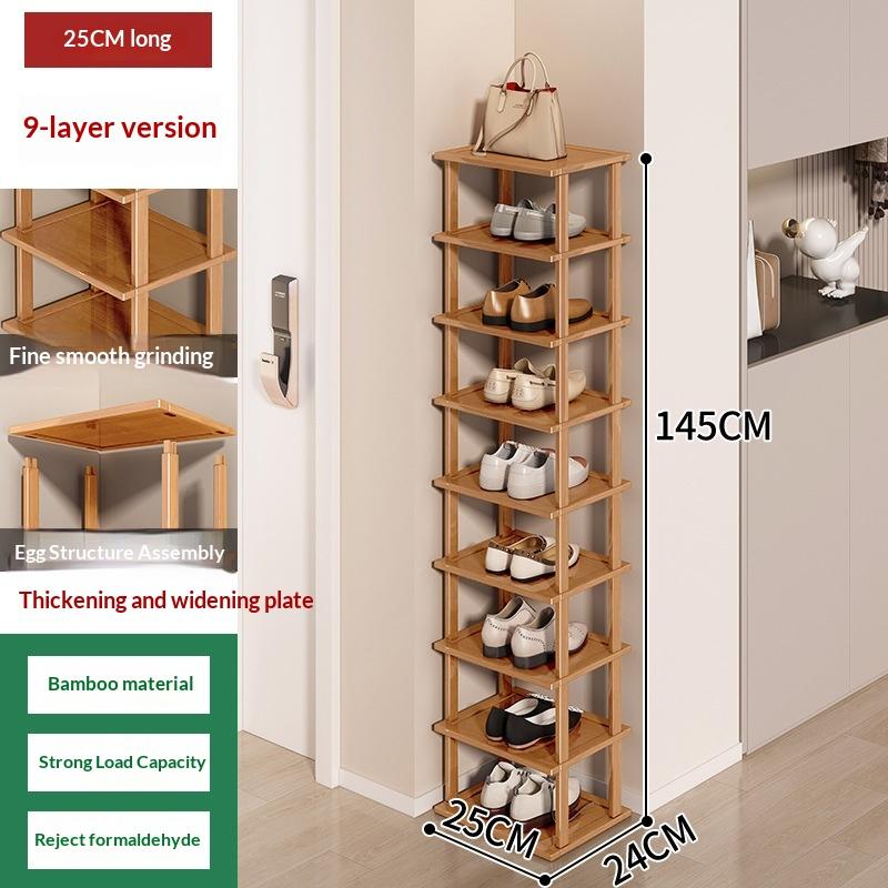 2-9Layer Small Household Shoe Storage Bamboo Simple Shoe Rack Shoe Rack Household Doorstep Storage Rack Tool Corner Organizer