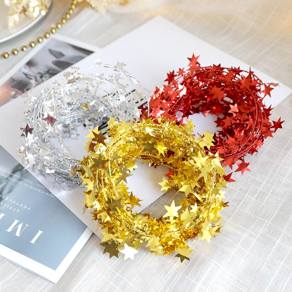 

Qing Meng Raffia Five-Pointed Star Christmas Decoration 1 Roll (7.5m) серебряный