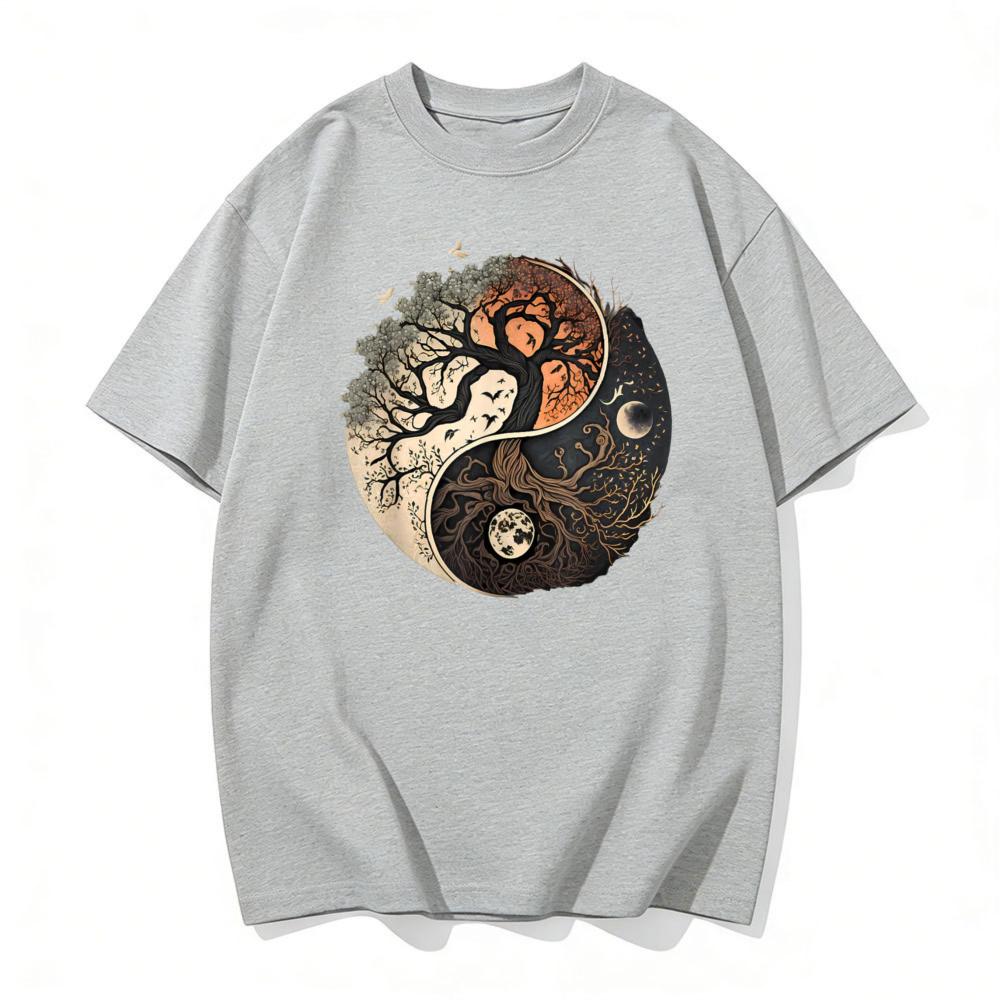 Harmonious Tees Tree of Life Yin Yang Black TShirt Classic Fit Adult Yoga Men Oneck Short Sleeve Graphic T Shirts S