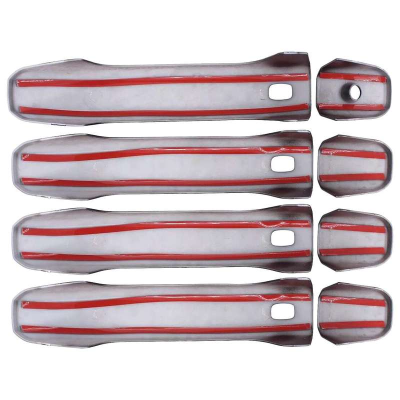 8Pcs Exterior Door Handle Covers Trims Fit For GMC Sierra Chevrolet Silverado 3500HD 2500HD 1500 Suburban Tahoe  Black ABS