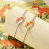 Cute Fox Charm Bracelet for Women Men Enamel Animal Bracelet Dainty Cartoon Fox Bangle Minimalist Adjustable Chain Jewelry Gifts
