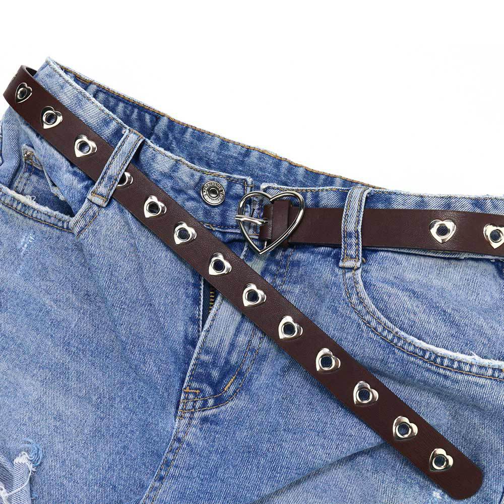 Belt Female Punk Heart-Shaped Air Eye Hollow Decorative Hundred Towers Ladies Belt Belt