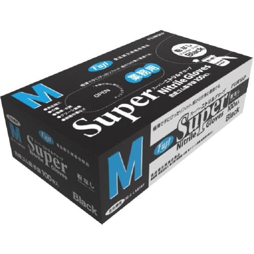 Fuji Super Nitrile Gloves, Powder-Free, Black, Medium, 100 Count