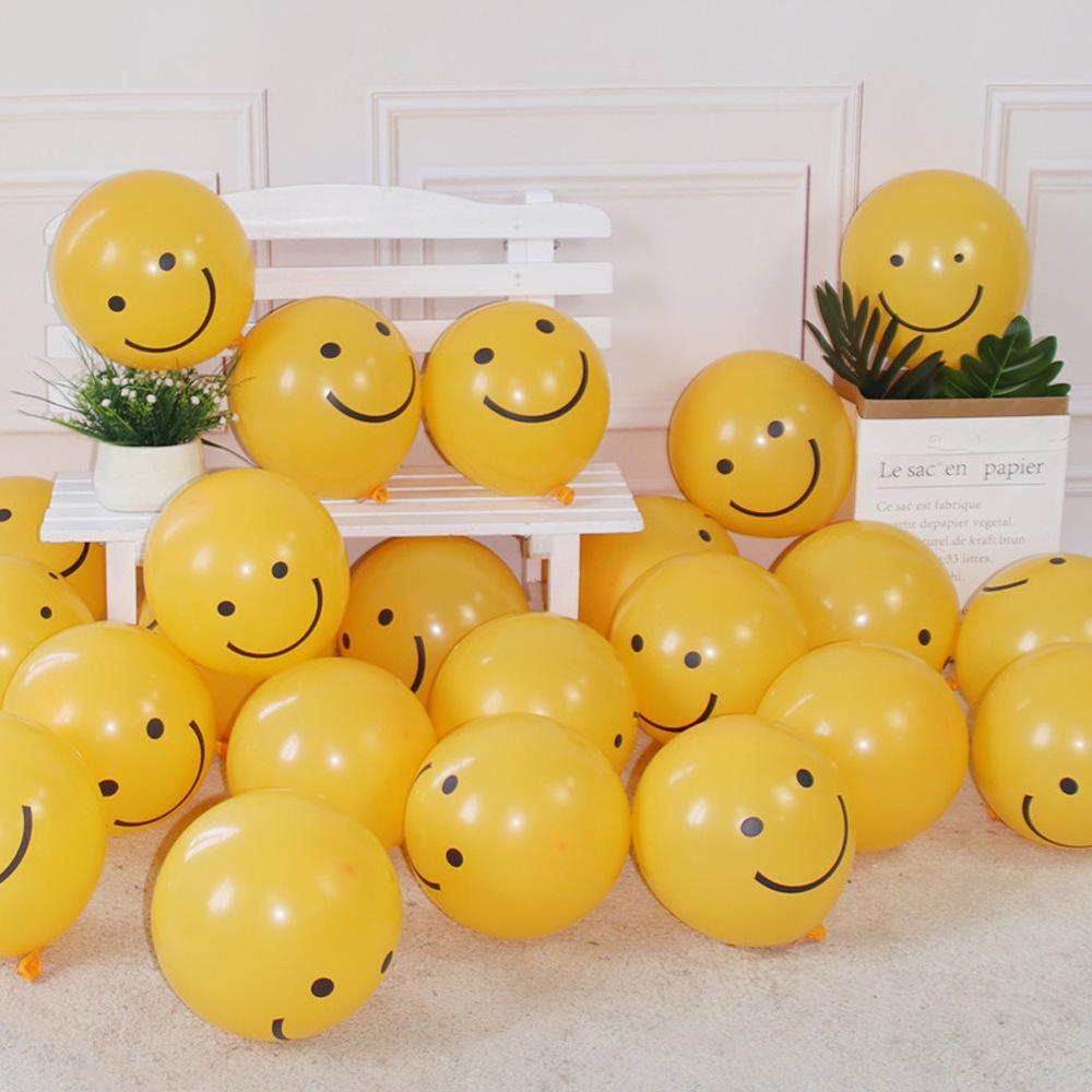 10 Lemon Yellow Smiley Face Balloon for Children s Birthday Decoration