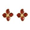 White Flower Stud Earrings Gold Trim Enamel Petals For Daily Wear Weddings Gifts