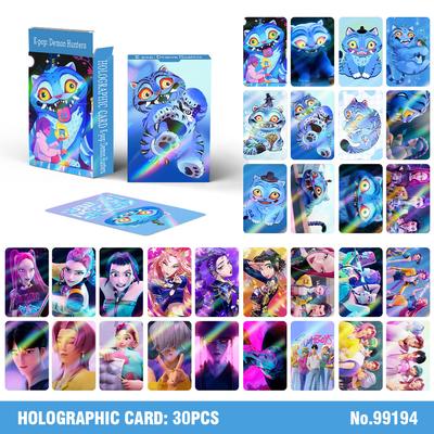 30pcs K-POP Demon Hunters HUNTR Derpy Tiger Rumi LOMO Cards - Anime Cartoon Collectible Pocards, Laser Rainbow Glitter
