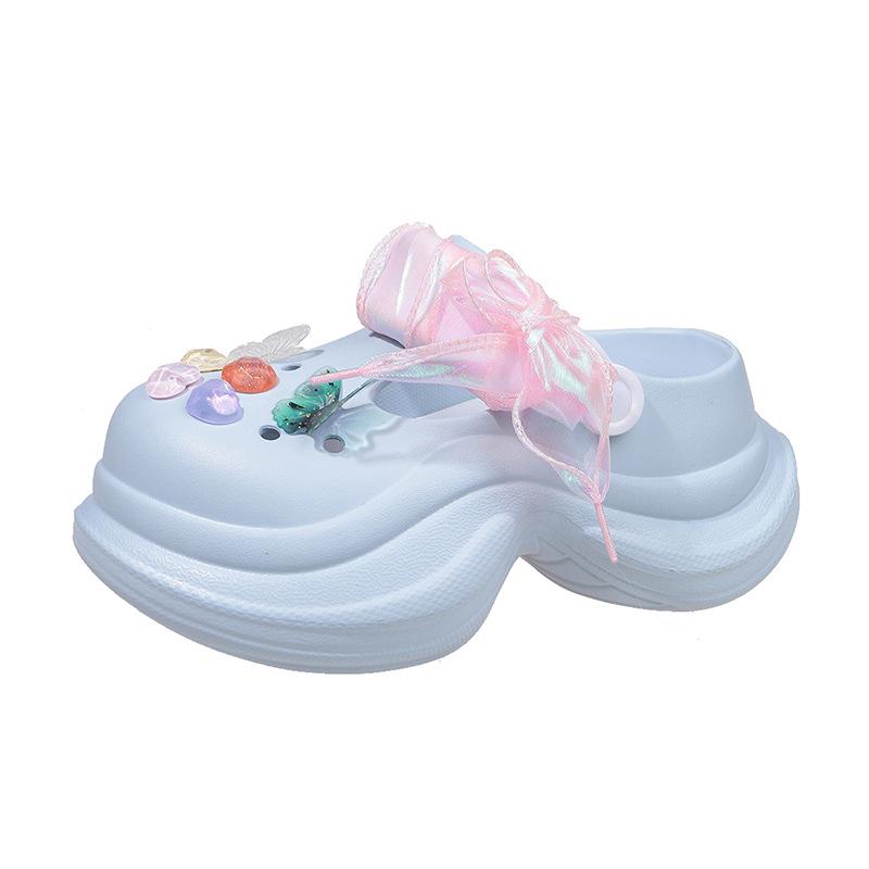 

Туфли на толстой подошве с увеличивающей рост подошвой, весенне-летние новинки, милые сандалии-шлепки для пляжа, женские 34 синий