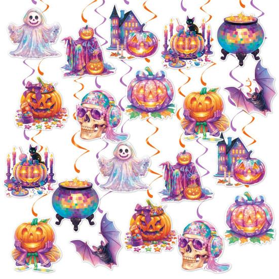 Halloweenská spirálová závěsná visačka Slavnostní atmosféra Dekorace Realistické vzory Spirálové visačky Dekorace na domácí párty