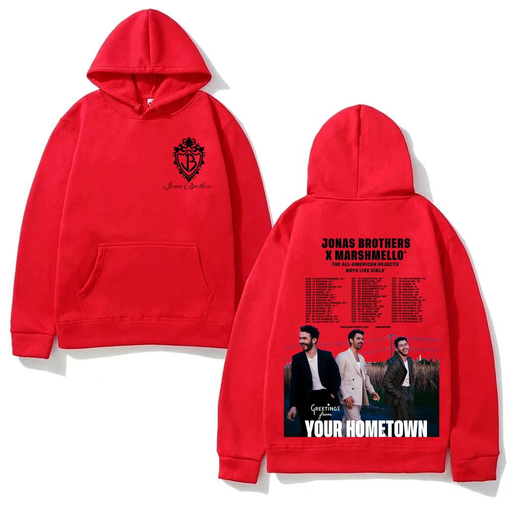 

Jonasbrothers НОВЫЙ ТУР Худи Графический Принт Панк Толстовка ВАШ РОДНОЙ ГОРОД ТУР 2025 Популярная Одежда Худи Унисекс Свитшоты S