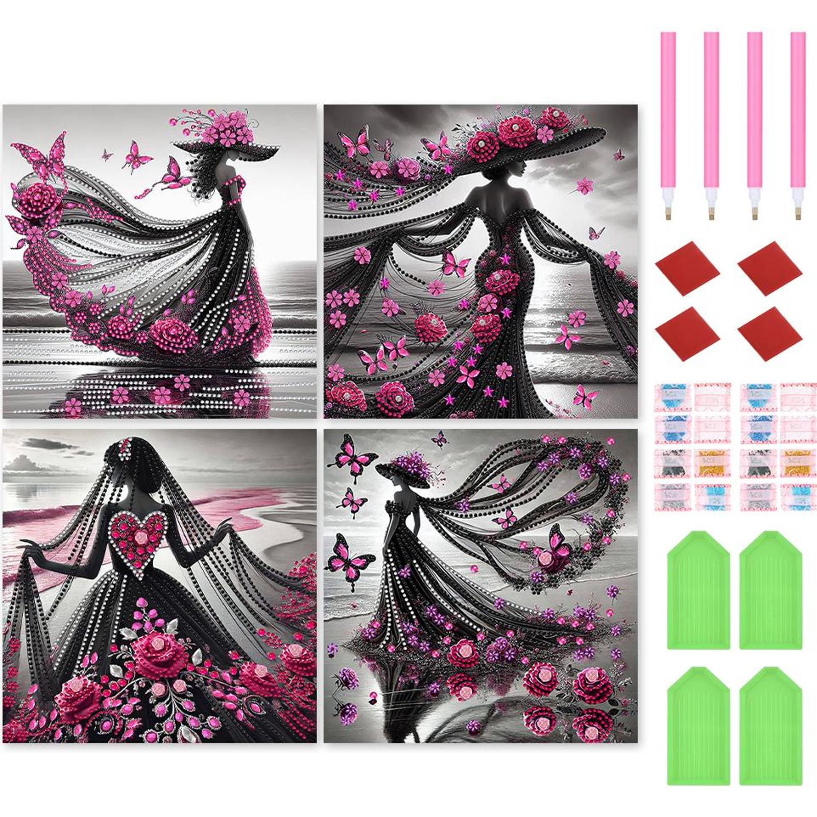 4 шт. Наборы для алмазной живописи частичной выкладки специальной формы 30x30 см Наборы для алмазной живописи Кристальные картины из страз Домашний декор для стен