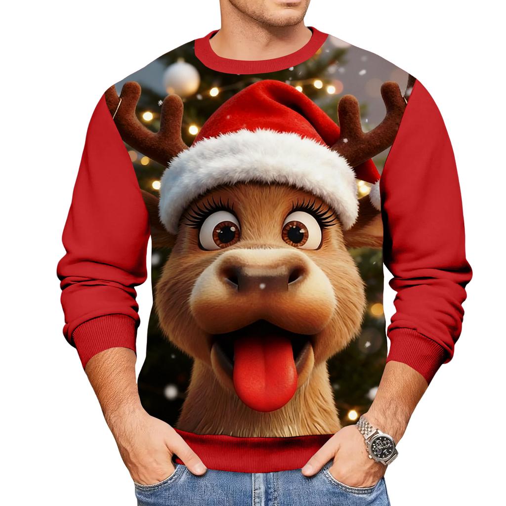 Weihnachtsdruck Lockerer Herren-Hoodie