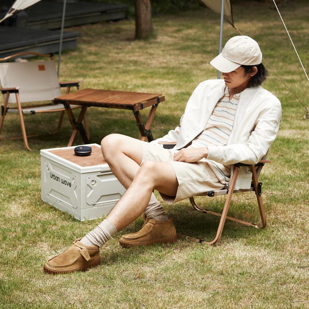Clarks Two-Layer Cowhide Shock Absorbing Fashion Retro Trendy Comfortable Short Boots Men Boots Yellow 261736637