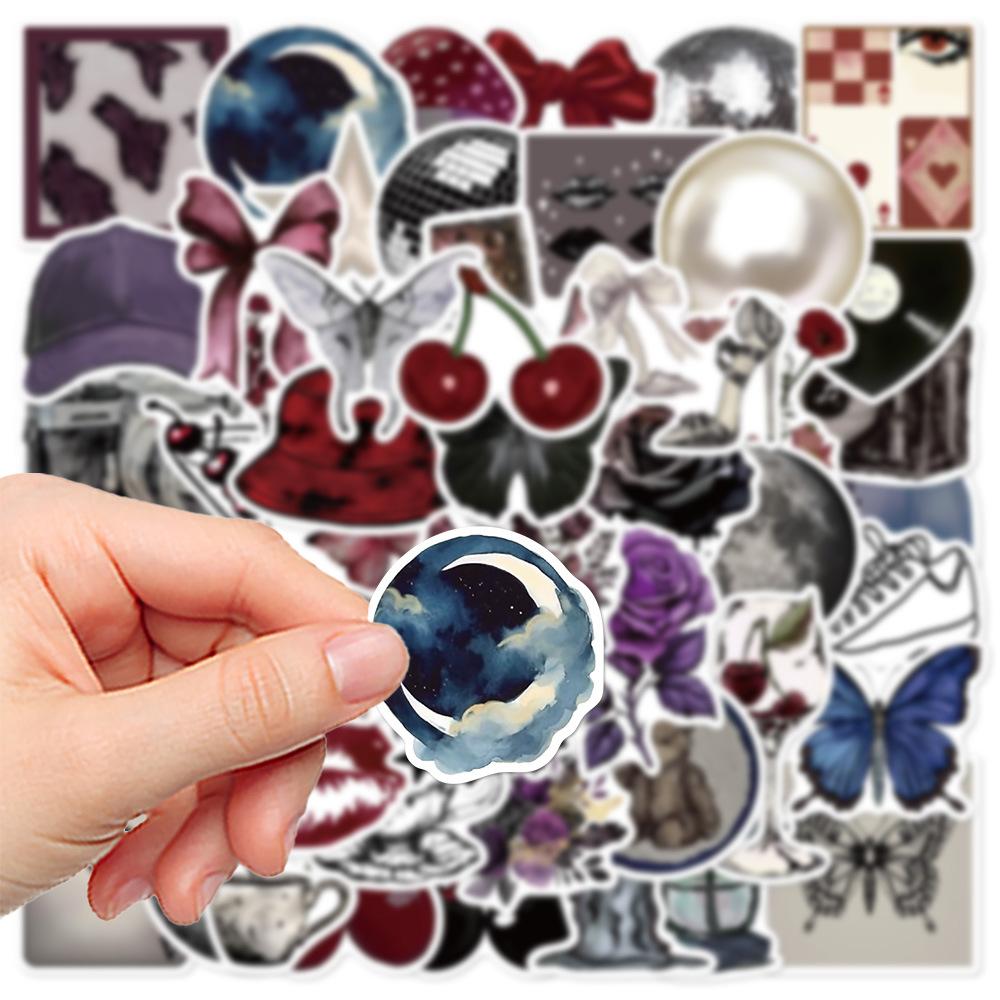 50pcs Downtown Y2K Girls Black Purple Aesthetics Graffiti Stickers DIY hone Guitar Laptop Suitcase Waterproof Sticker Kids Toys