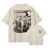 Camiseta Lavada de Panel de Manga de Bleach Gin Ichimaru, Camiseta Oversize Streetwear de Anime Unisex, Top Casual de Manga Corta 100% Algodón