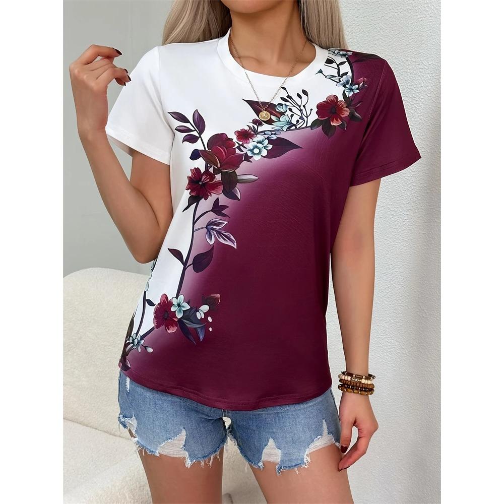 Women's Summer Short Sleeve T Shirt Casual Fashion Clothing Witch Patterns Women's Tops Vacation Travel Clothing Y2K