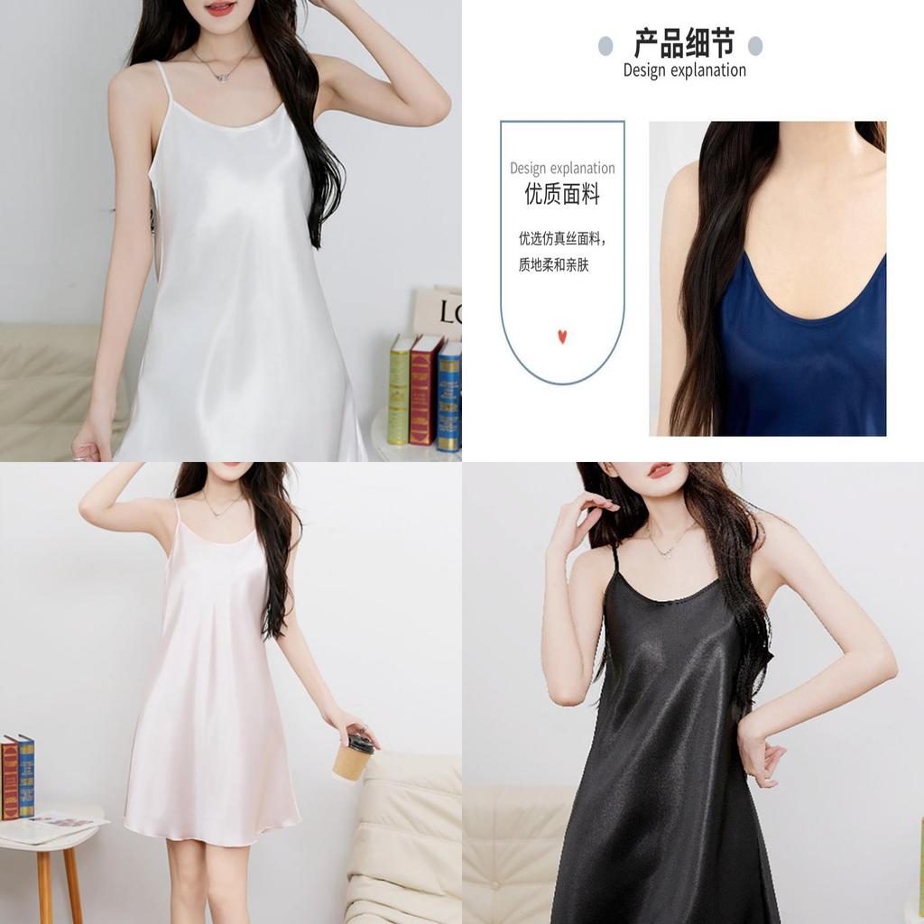 Lady Sleep Dress Silklike Satin Camisole Nightgown For Comfortable Lounge And Sleep