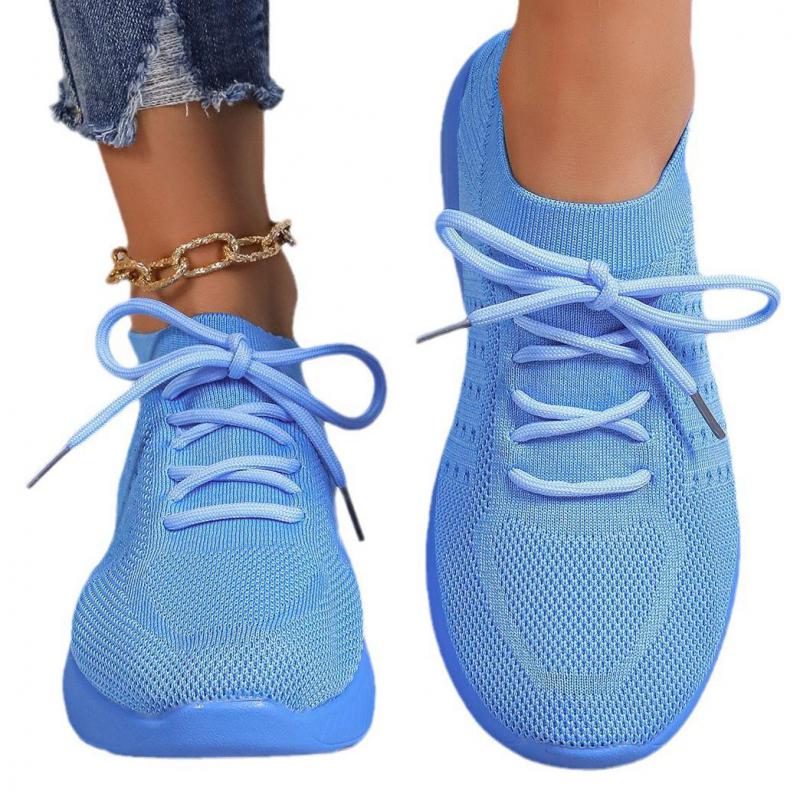 Mode Printemps Vert Chaussures Décontractées Été Baskets Respirantes Chaussures Plates en Maille Femmes Mode Légères Slip On Chaussures de Course Dames