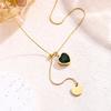 A Love Stainless Steel Necklace, Women'S Y-Shaped Pendant Necklace, Clavicle Chain Can Be Adjusted, Suitable for Daily, Party Wear