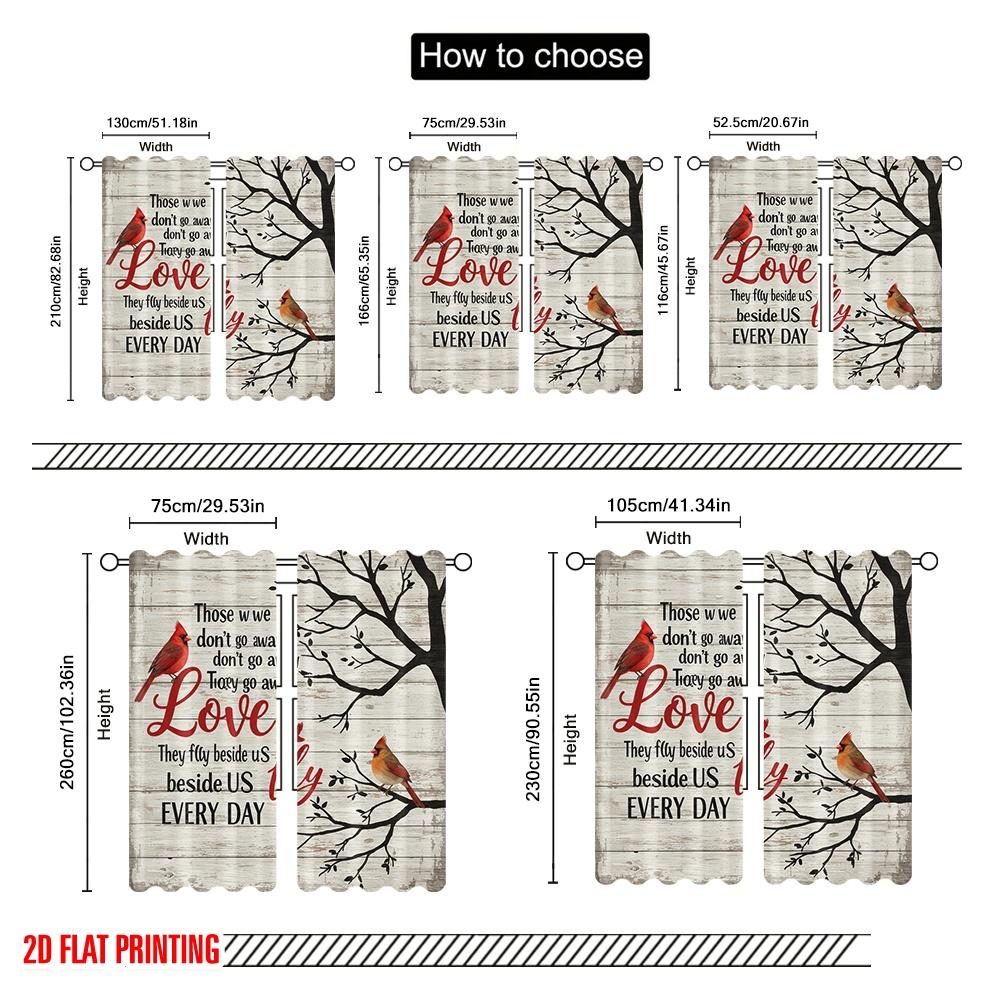 2pcs 2D flat printing Scene Curtain Those We Love Cardinals Beside Us Polyester Without Electricity All Season Party & Holiday
