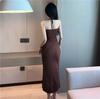 French Pure Desire Sexy Chest Strap Neck Dress Women's Summer Temperament Spice Girl Split Ends and Thin Buttocks Long Dress