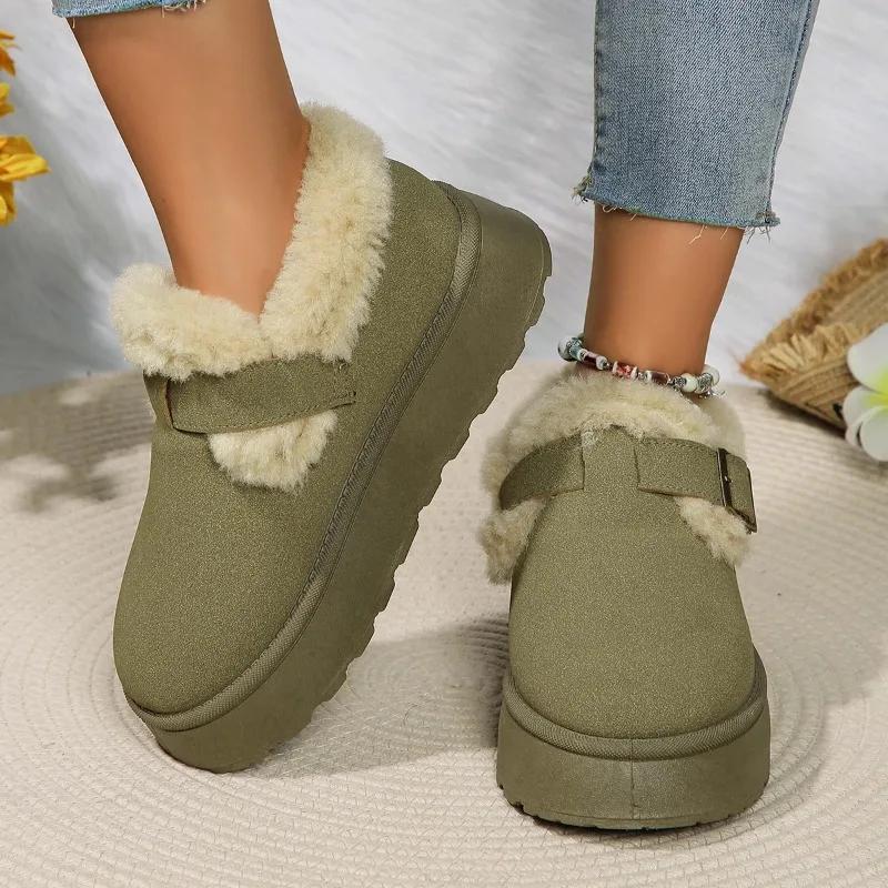 Cotton Shoes for Women Winter Fashion Thick Sole with Plush Snow Boots