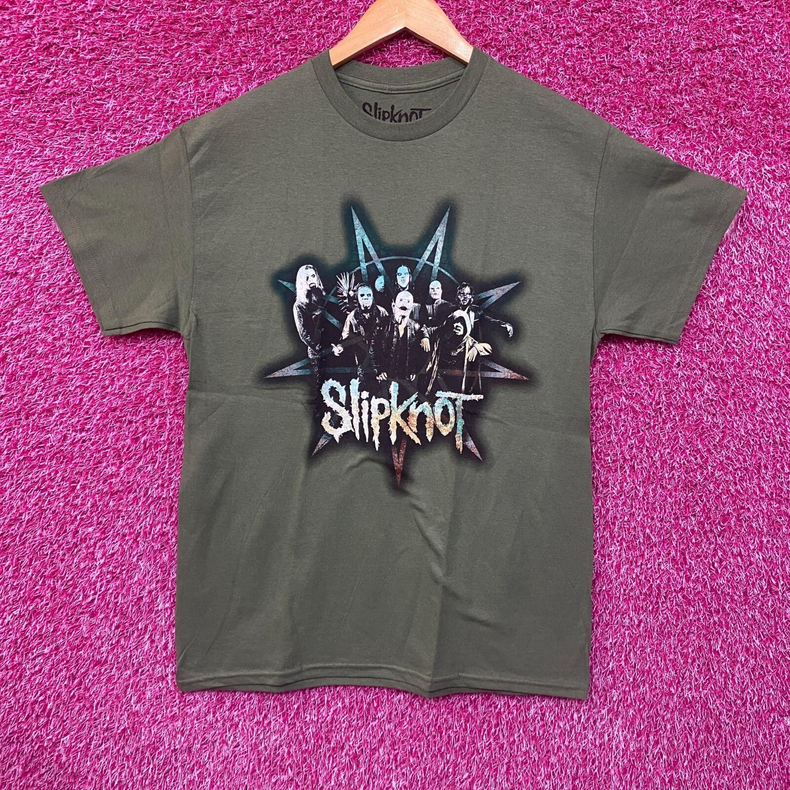 Slipknot Band Group Portrait Star Crest Green T-Shirt Large XL