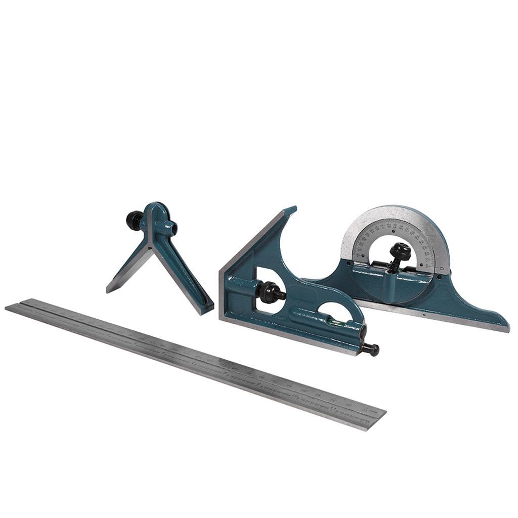 1x Stainless Steel Universal Bevel 180 Degree Angle Combination Square Protractor Ruler Set