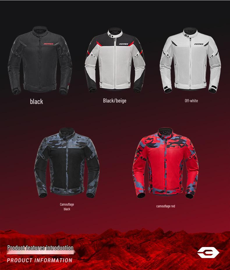 Fato Respirável para Condução de Motocicleta com Joelheiras e Cotoveleiras para Primavera/Verão - Equipamento de Corrida Protetor Anti-queda