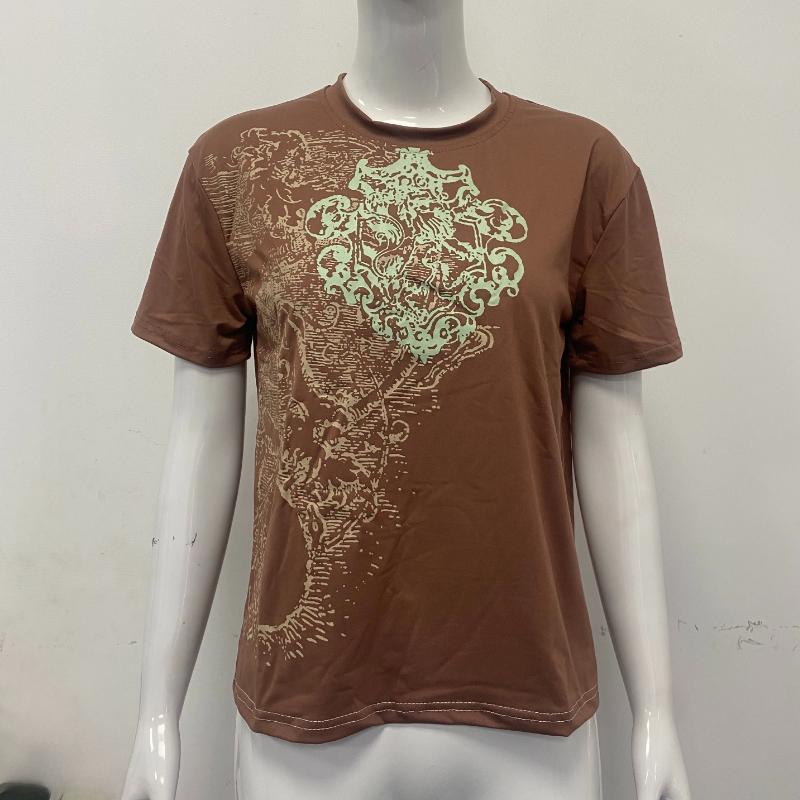 European and American Y2K slim fit printed retro T-shirt
