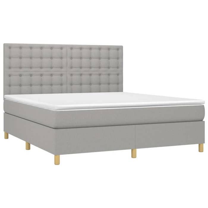 Maison Exclusive - Slat Bed Base Mattress and LED Light Grey 160x200 Cm