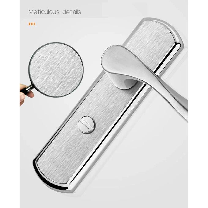 No Key Security Wood Bathroom Toilet Door Lock Furniture Portable Door Lock Aluminum Lock Handle For Home Stainless Steel